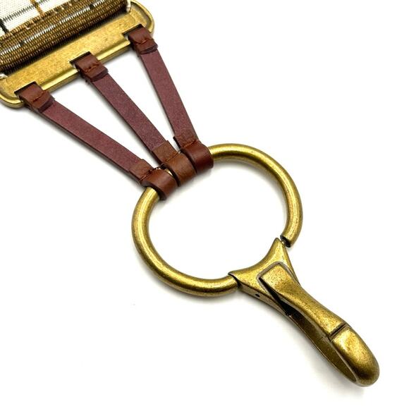 VINTAGE leather & elastic belt women\'s brass buckle/hook - SIZE SMALL main image 7